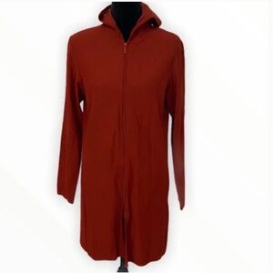 Eileen Fisher Hooded Jacket with Pockets Zipper Small Red